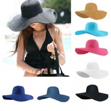 Mujer&apos;s Wide Brim Fedora Panama Summer Sun Floppy Hat Foldable Straw Beach Cap  eb-72011453